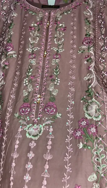 Pakistani Original Hayat’s Embroidered Stitched Cotton 3Pcs _ Mouve 